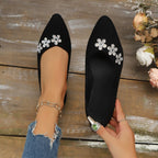 Damen elegante Ballerinas mit floralem Schmuckdetail R&B