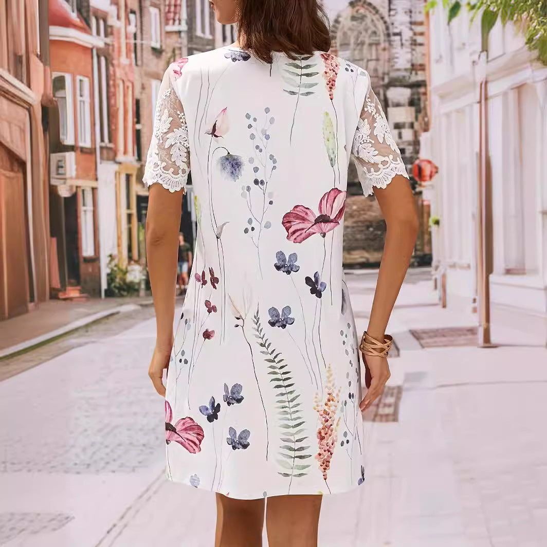 Damen Blumenmuster Shift Kleid R&B