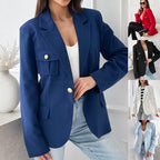 Damen eleganter Blazer mit praktischen Taschen und goldenen Knöpfen R&B