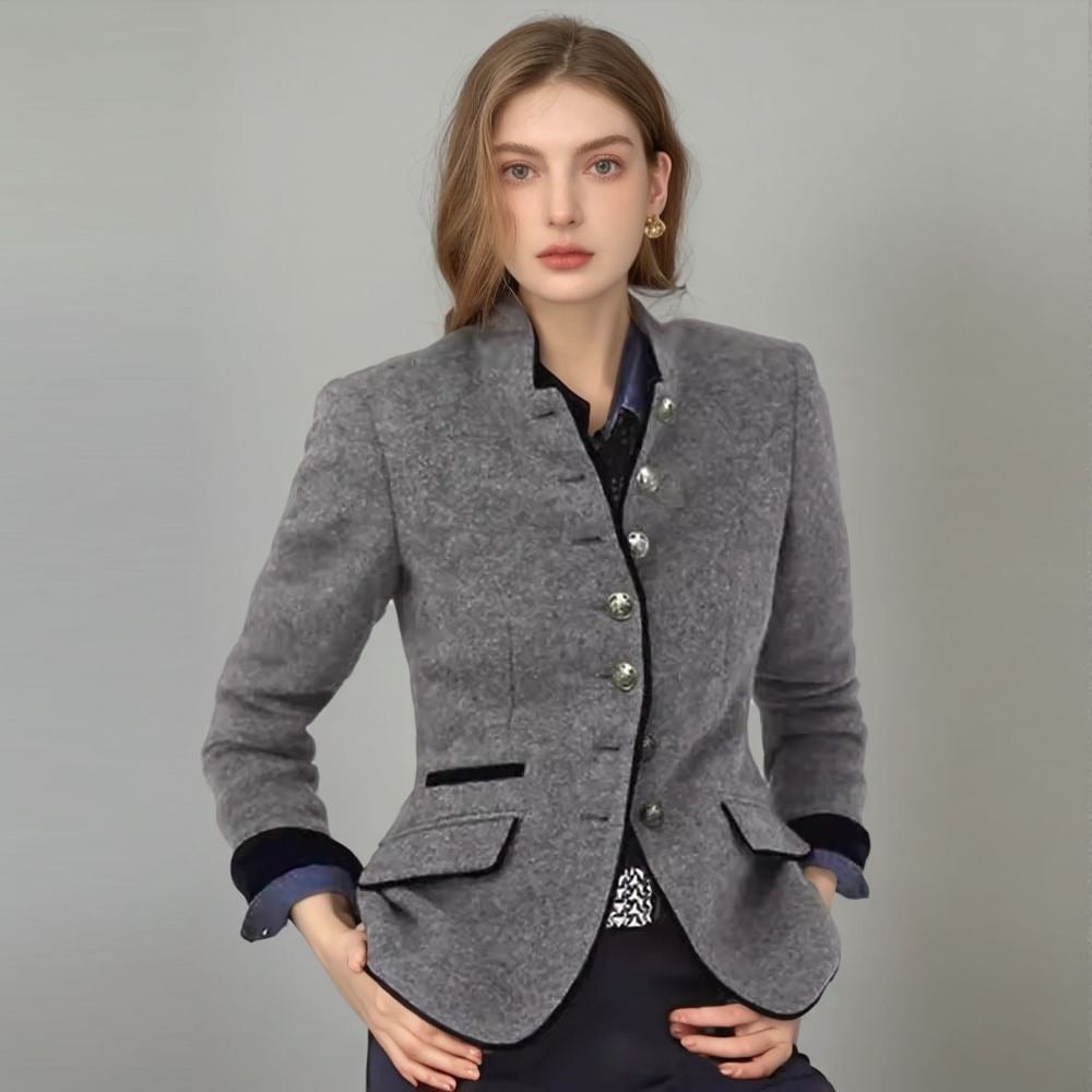Damen elegante Blazerjacke mit Knopfleiste und praktischen Taschen R&B