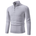 Herren hochwertiger Strickpullover mit modernem Zipper und strukturiertem Muster