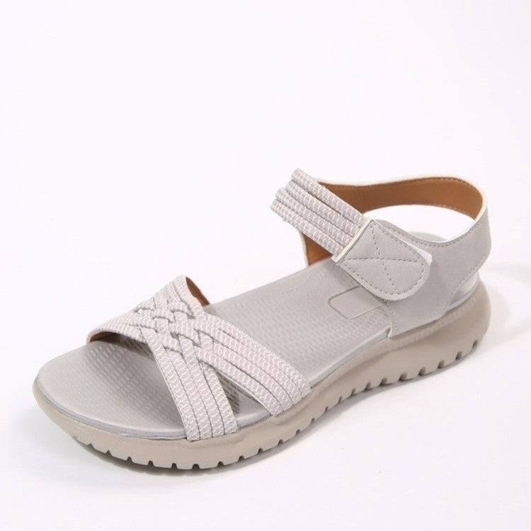 Damen Komfortable Sandalen mit geflochtenen Riemen und elastischem Band R&B