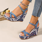 Damen Wedge-Sandalen mit verstellbarem Riemendesign und komfortabler gepolsterter Sohle