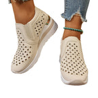 Damen Atmungsaktive Slip-On Sneakers mit hohem Komfort und dekorativem Lochdesign R&B