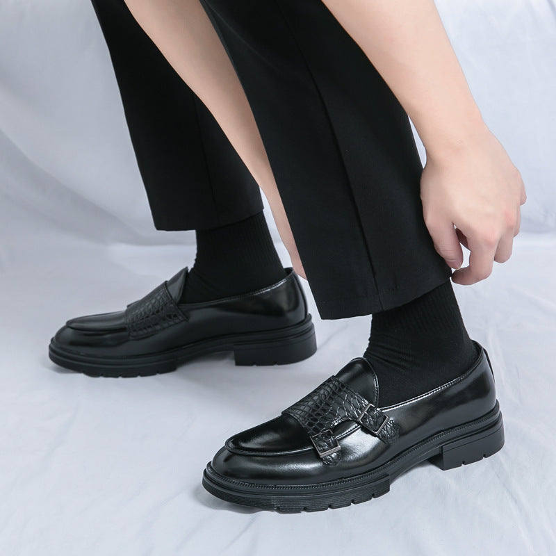 Damen elegante Mokassins mit modischen Schnallen und robustem Profil