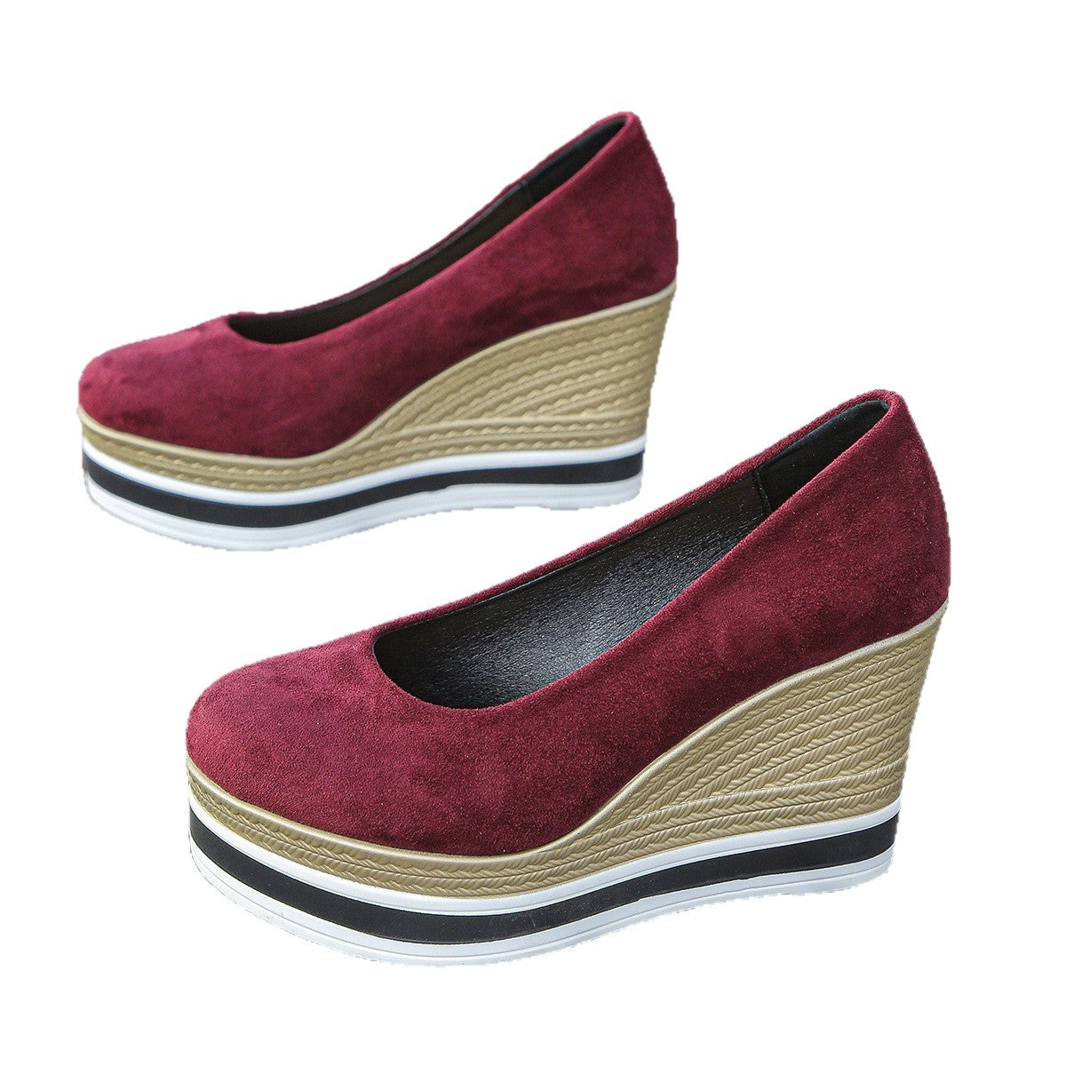 Damen Komfortable Wedge-Pumps aus weichem Veloursleder