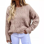 Damen eleganter Strickpullover mit filigranem Muster R&B