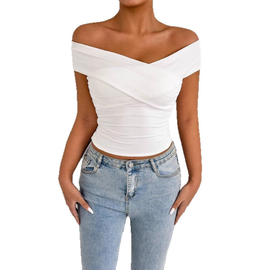 Damen schulterfreies Oberteil mit eleganter Drapierung R&B