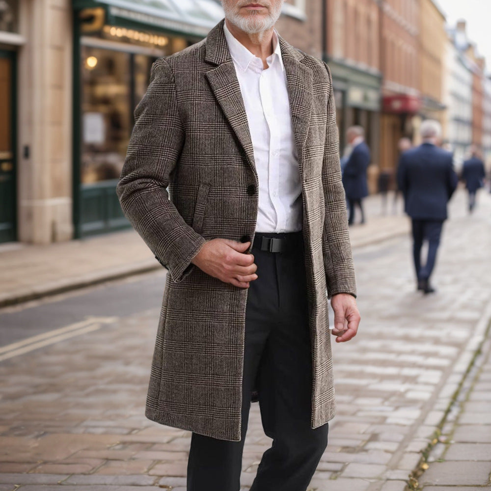 Herren eleganter Karomantel aus hochwertigem Material R&B