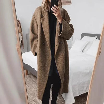 Damen Wollmantel mit strukturiertem Design und oversized Schnitt R&B