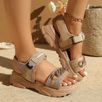 Damen Komfortable Sandalen mit verstellbarem Riemendesign und stylischem Dekor R&B