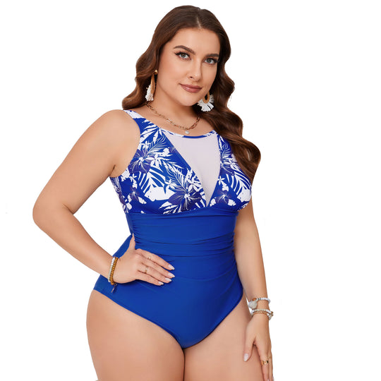 Damen Hochgeschnittener Badeanzug mit Floral-Muster R&B
