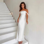 Damen elegante Satin Abendkleid R&B