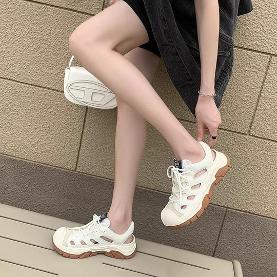 Damen Sportliche Sneaker mit atmungsaktiver Oberflächenstruktur und rutschfester Sohle R&B