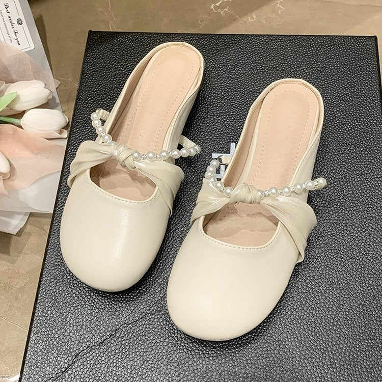 Damen verzierte Mules mit Perlenakzent und Schleifen-Detail R&B