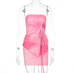 Damen Mini-Kleid mit asymmetrischem Schnitt und Raffungsdetails R&B
