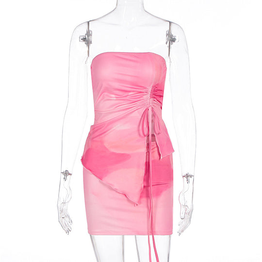 Damen Mini-Kleid mit asymmetrischem Schnitt und Raffungsdetails R&B