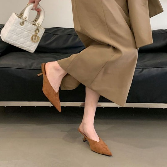 Damen elegante Mules mit spitzem Design R&B