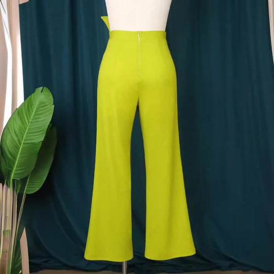 Damen High-Waist Palazzo-Hose mit eleganter Schnalle R&B