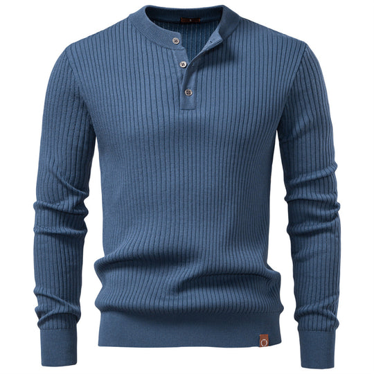 Herren Strickpullover mit feinem Rippenmuster und modischem Knopfdetail R&B