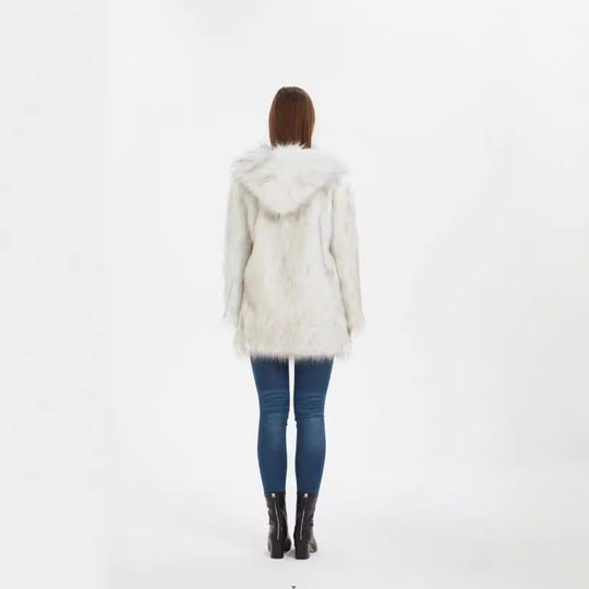 Damen Coole und lässige Kunstpelzjacke R&B