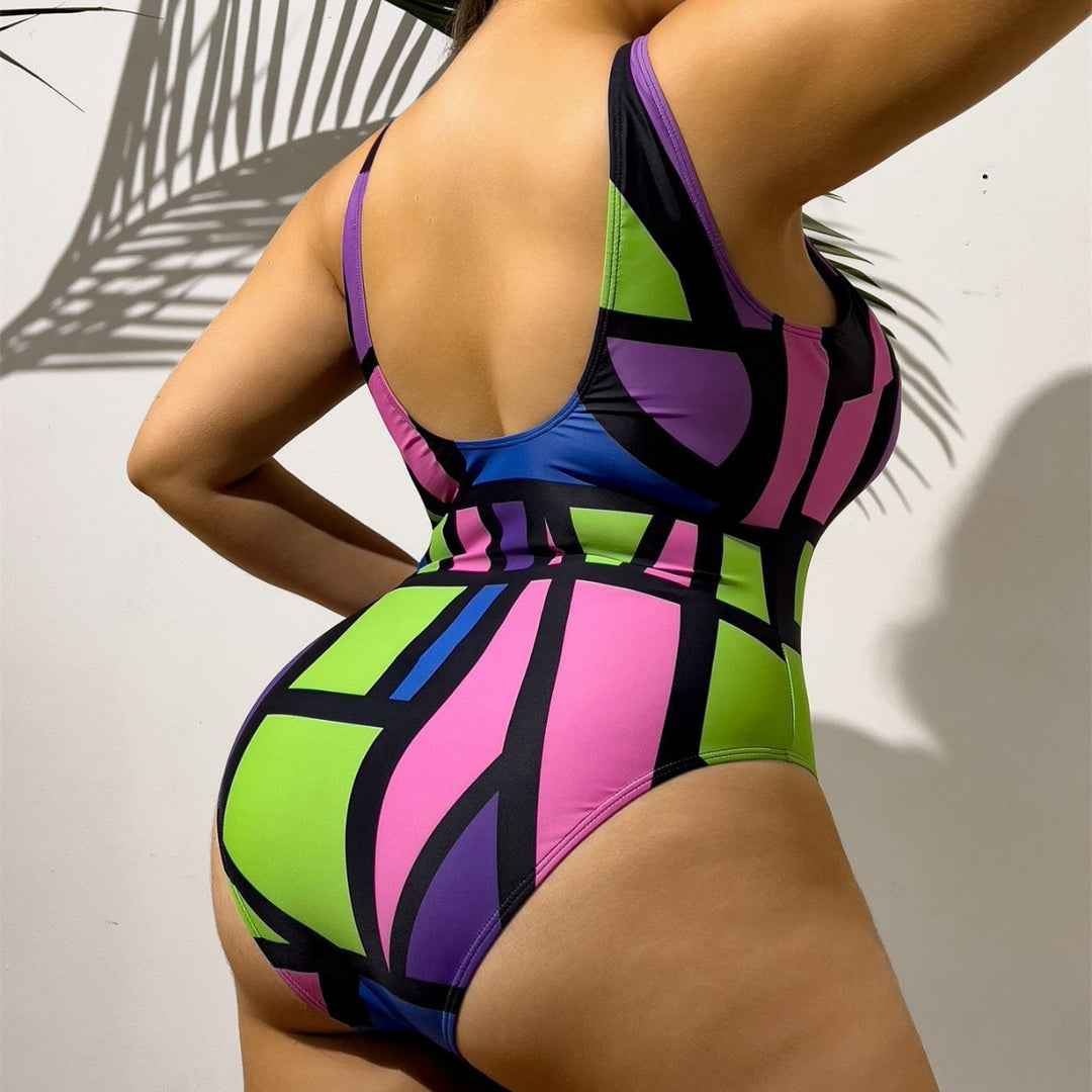 Damen Einteiler Badeanzug mit geometrischem Design R&B
