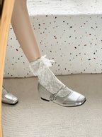 Damen Retro Ballerinas mit eleganten Schnallen und schimmerndem Obermaterial R&B