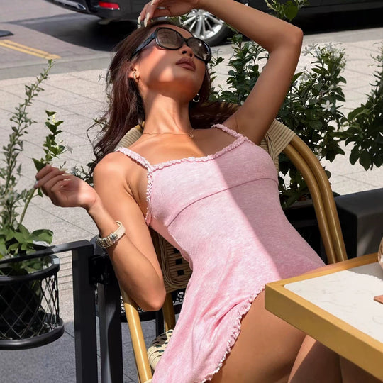 Damen ärmelloses Sommerkleid mit Rüschendetails R&B