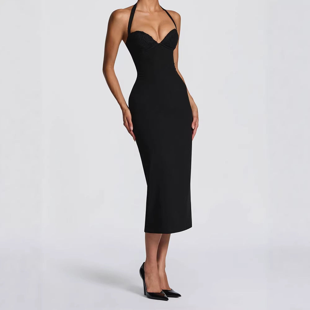 Damen Elegantes Bodycon-Kleid mit Halterdesign R&B