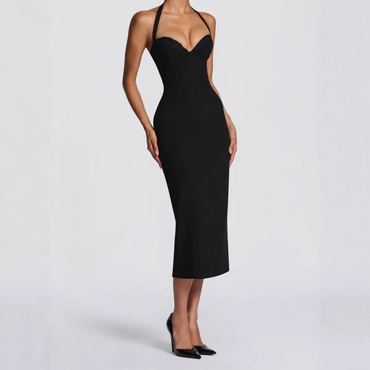 Damen Elegantes Bodycon-Kleid mit Halterdesign R&B