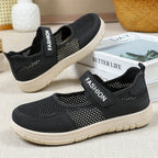Damen modische Slip-On Freizeitschuhe mit verstellbarem Klettverschluss und atmungsaktiver Netzstruktur R&B