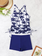 Damen Modischer Tankini mit gekreuzten Trägern und kurzem Unterteil R&B