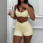 Damen Sport-Bikini-Set mit hoch geschnittenem Höschen und raffinierten Rüschendetails R&B