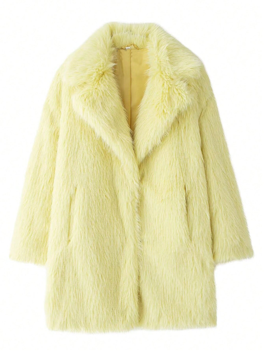 Damen luxuriöse Kunstfelljacke mit weichem Revers und großen Taschen R&B