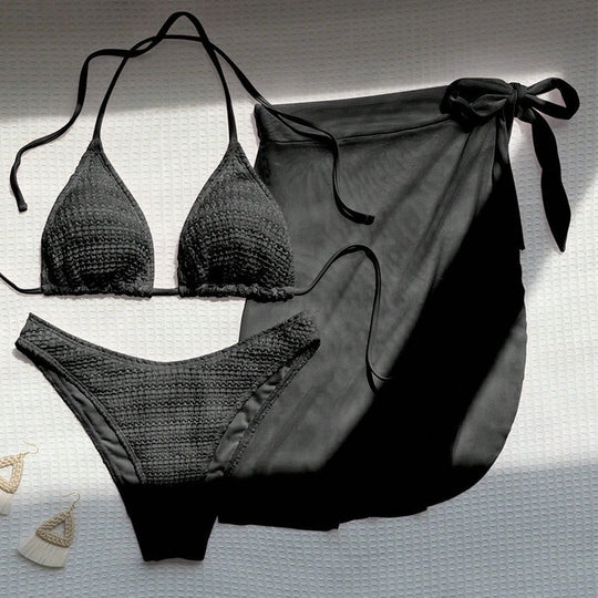 Damen Triangel-Bikini-Set mit passendem Wickelrock R&B