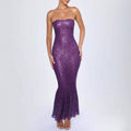 Damen Trägerloses Glamour-Maxi-Kleid mit schimmernden Pailletten und elegantem Schnitt R&B