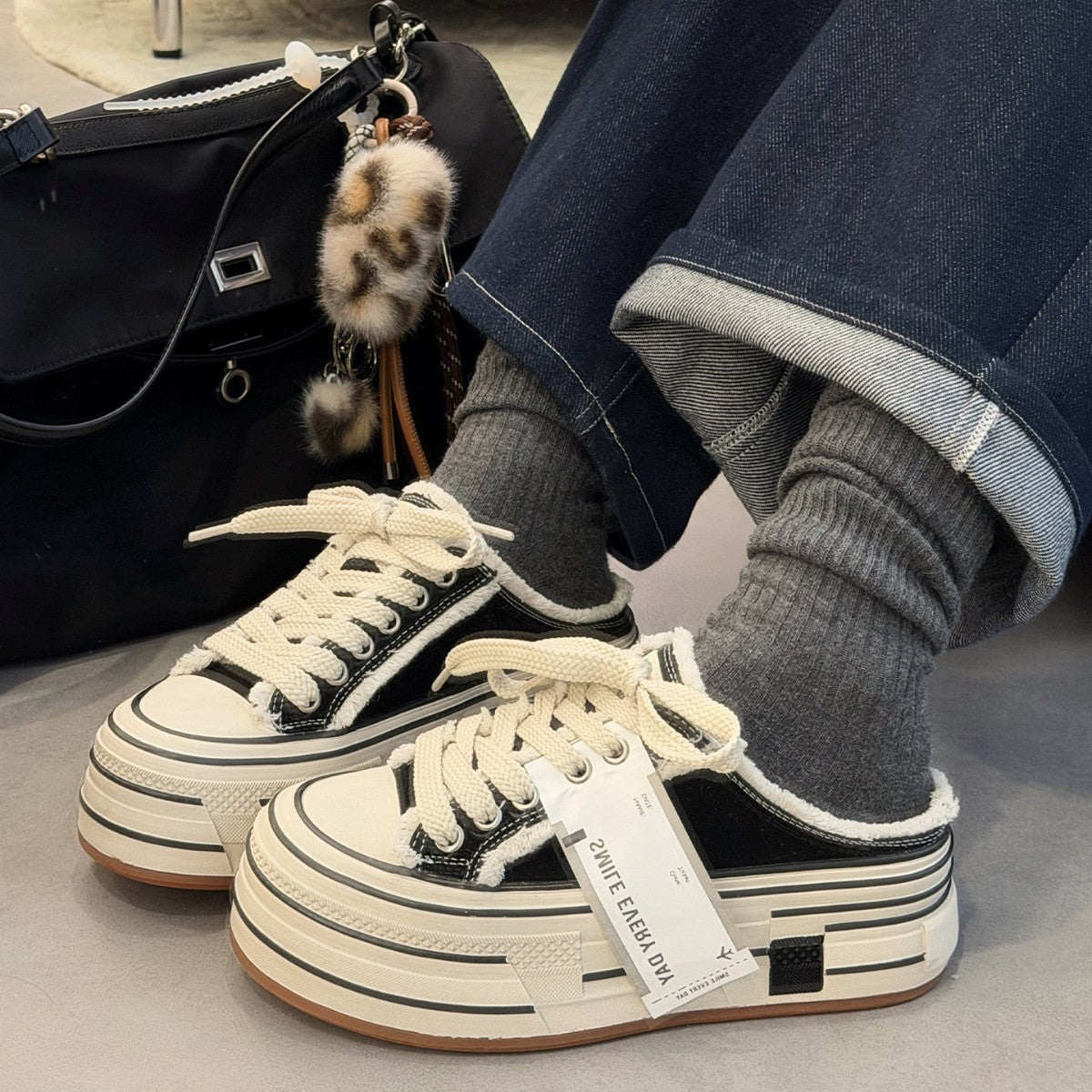 Damen Plateau Sneakers im Street-Style mit modernen Textil-Details R&B