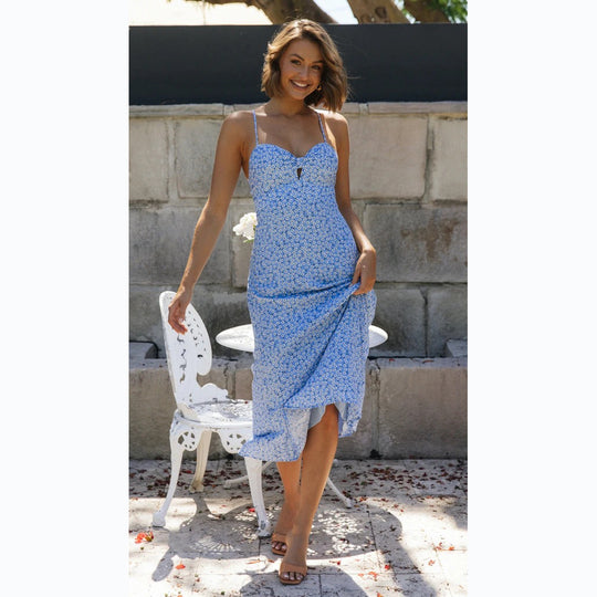 Damen Maxikleid mit verspieltem Blumenmuster und fließendem Schnitt R&B