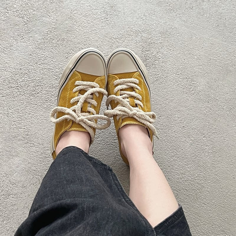 Damen Freizeit-Sneaker mit weichem Veloursleder und dicker Schnürung R&B