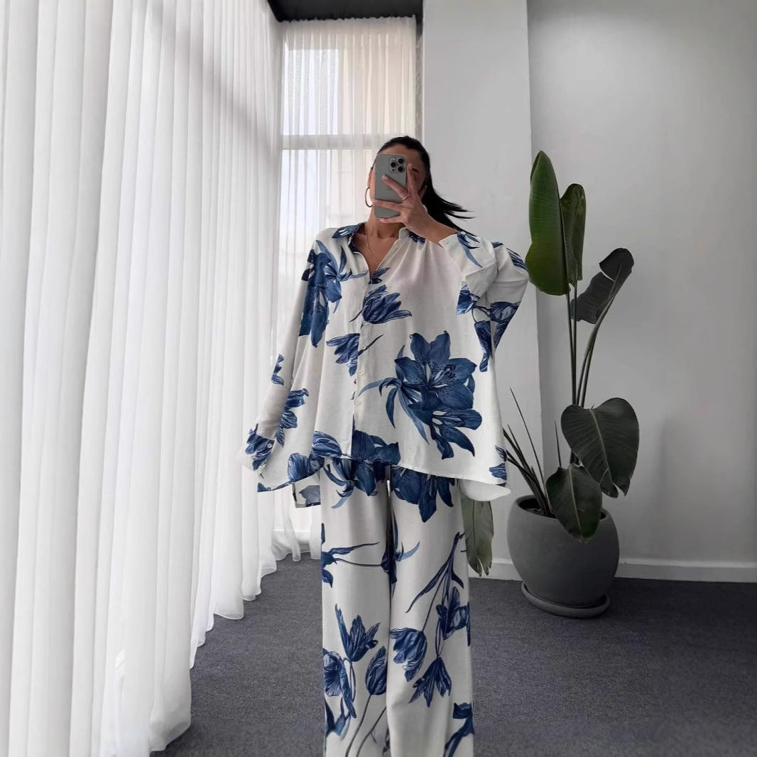 Damen Lässiges und elegantes Blusenset mit floralem Muster R&B