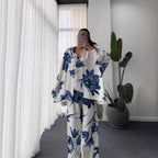 Damen Lässiges und elegantes Blusenset mit floralem Muster R&B