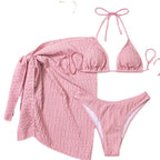 Damen Triangel-Bikini mit anpassbarem Wickelrock und strukturiertem Oberteil