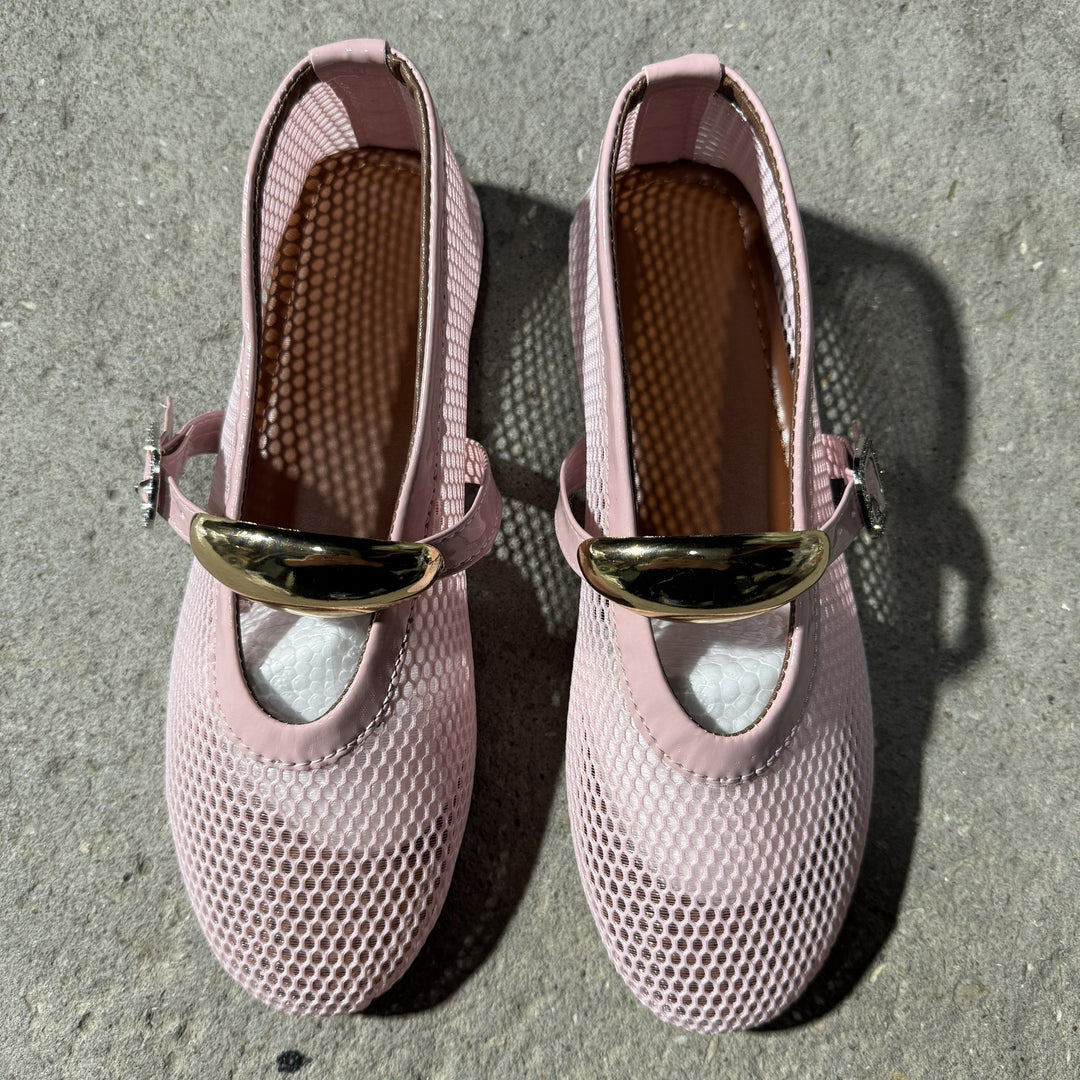 Damen Stilettos mit netzartigem Obermaterial und moderner Schnallenapplikation R&B