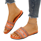 Damen dekorative Zehenstegsandalen mit buntem Schmuckdesign R&B