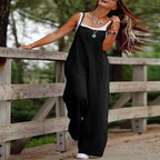 Damen Lässiger Jumpsuit mit weitem Bein und praktischen Taschen R&B