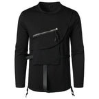 Herren Modisches Langarmshirt mit Asymmetrischem Design und Praktischer Brusttasche