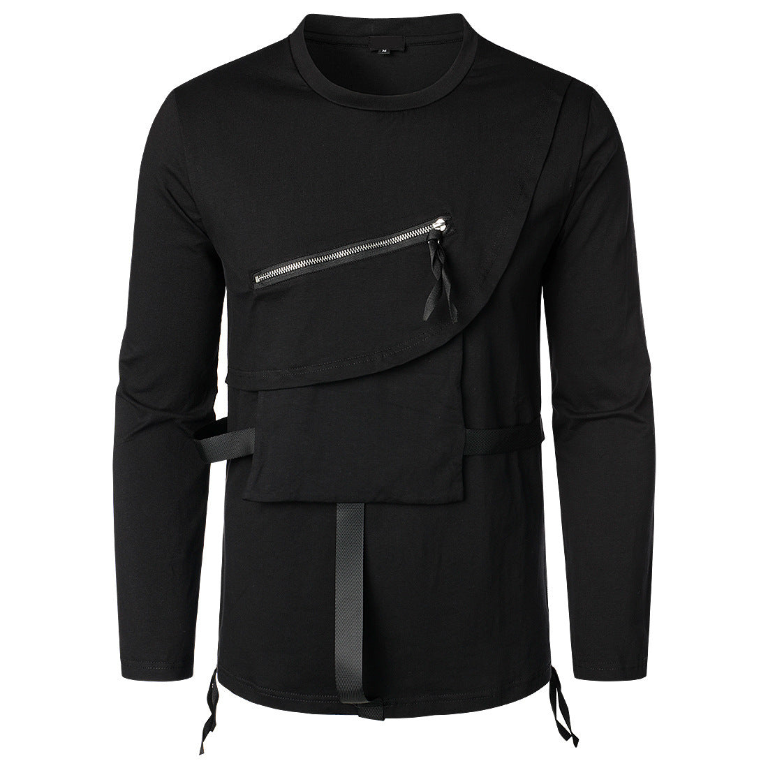 Herren Modisches Langarmshirt mit Asymmetrischem Design und Praktischer Brusttasche