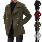 Herren Designer Wollmantel mit doppelter Knopfleiste R&B