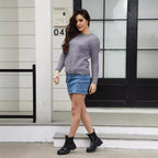 Damen Knit Pullover mit strukturiertem Gewe und lässigem Schnitt