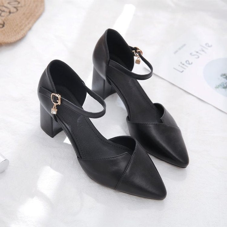 Damen elegante Halbschuhe mit modischer Schnallenverzierung und stabilen Blockabsatz R&B